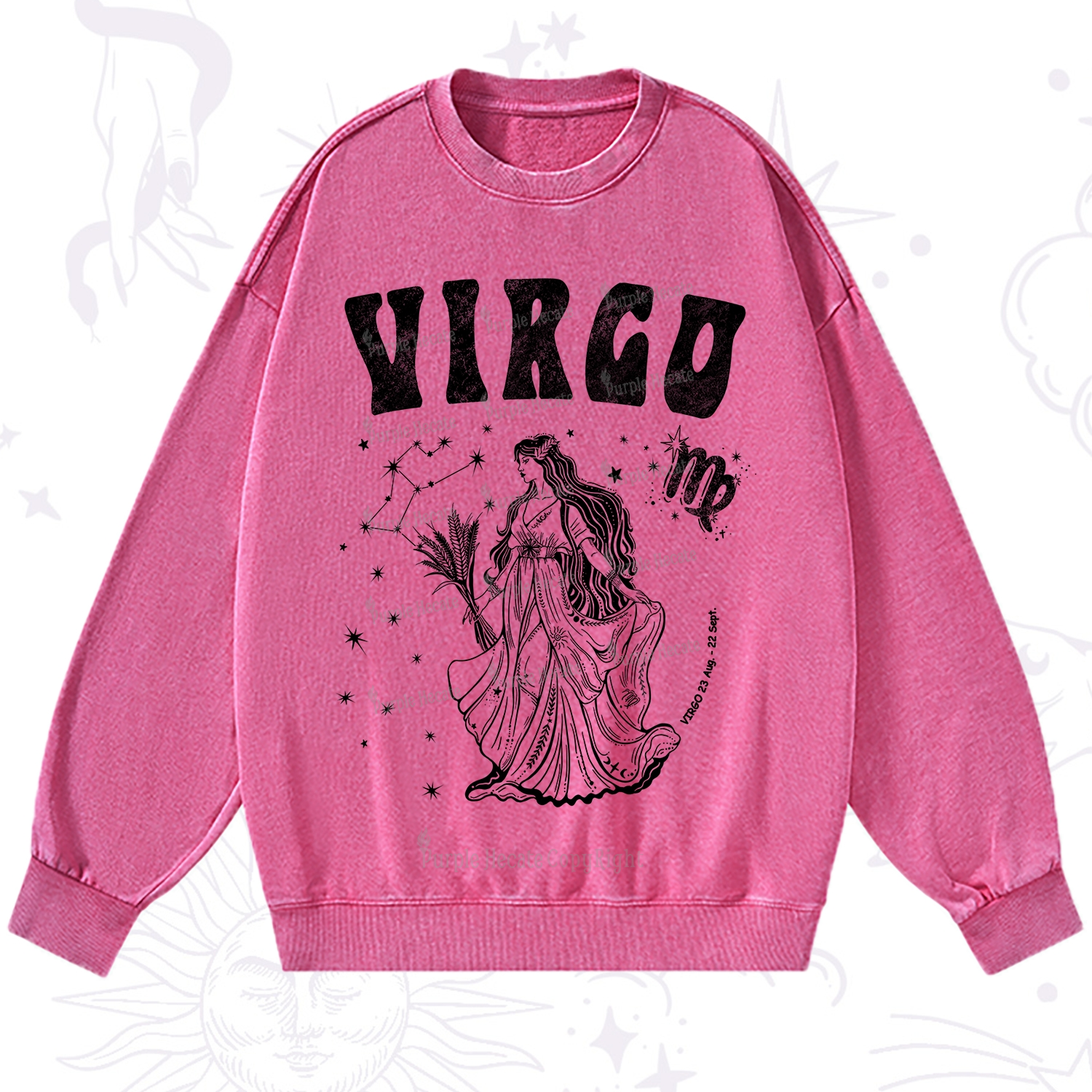 Purplehecate Virgo Starshine Zodiac Washed Sweatshirt