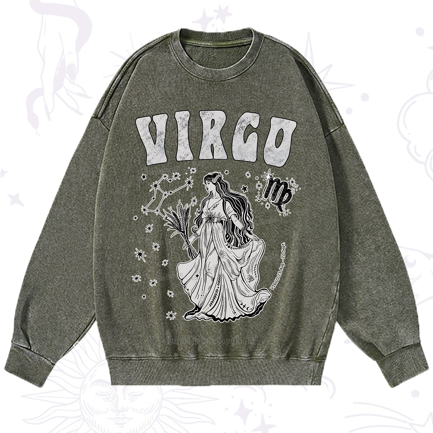Purplehecate Virgo Starshine Zodiac Washed Sweatshirt