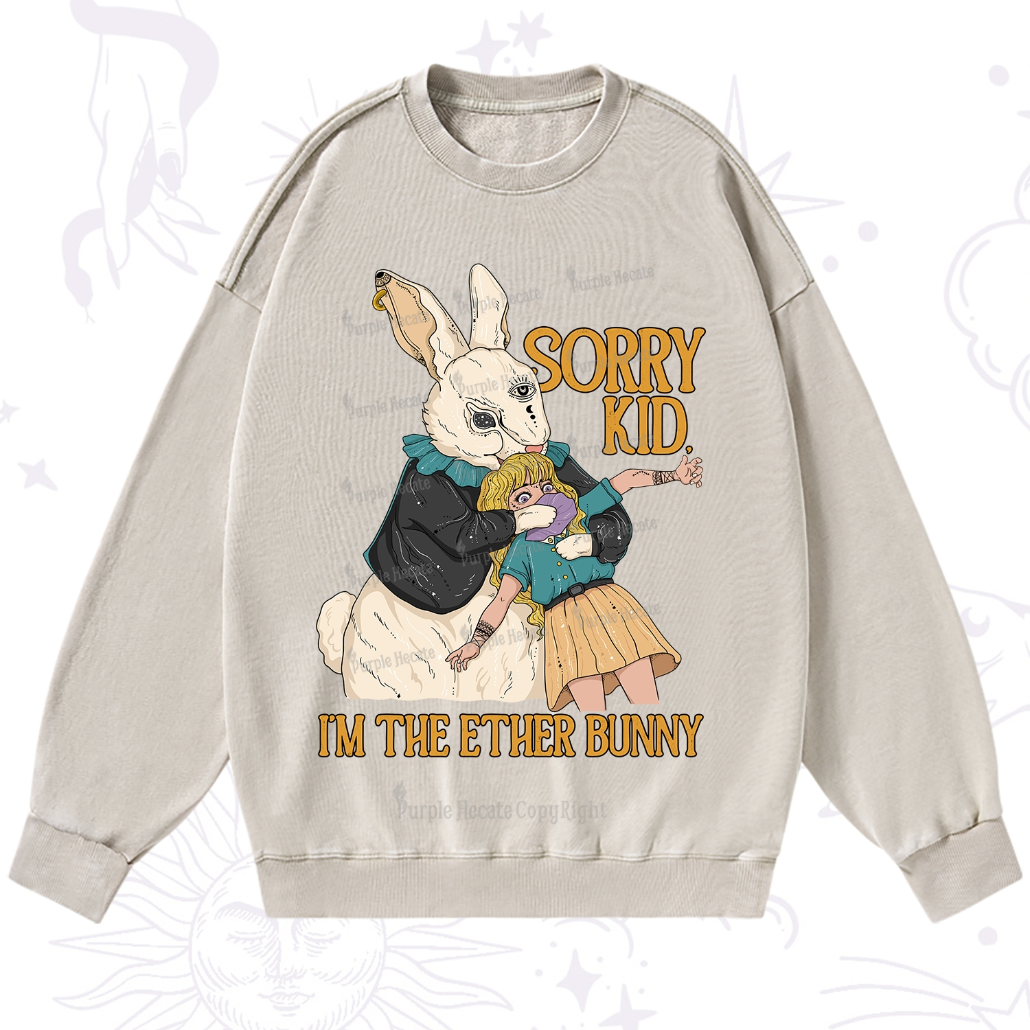 Purplehecate Sorry Kid I'm Easter Bunny Washed Sweatshirt