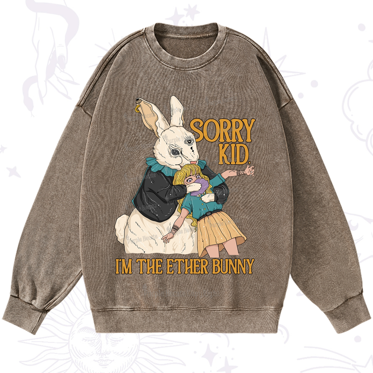 Purplehecate Sorry Kid I'm Easter Bunny Washed Sweatshirt