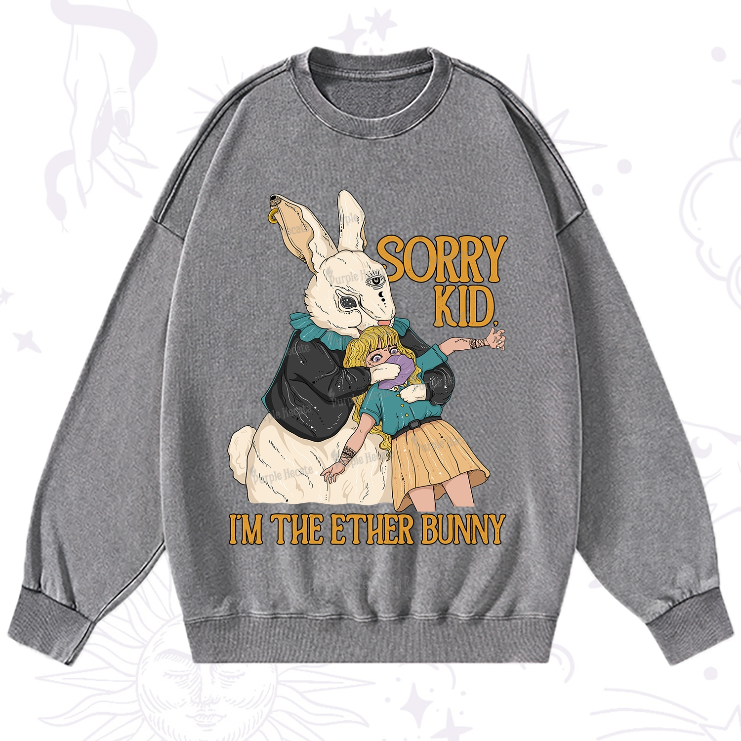 Purplehecate Sorry Kid I'm Easter Bunny Washed Sweatshirt