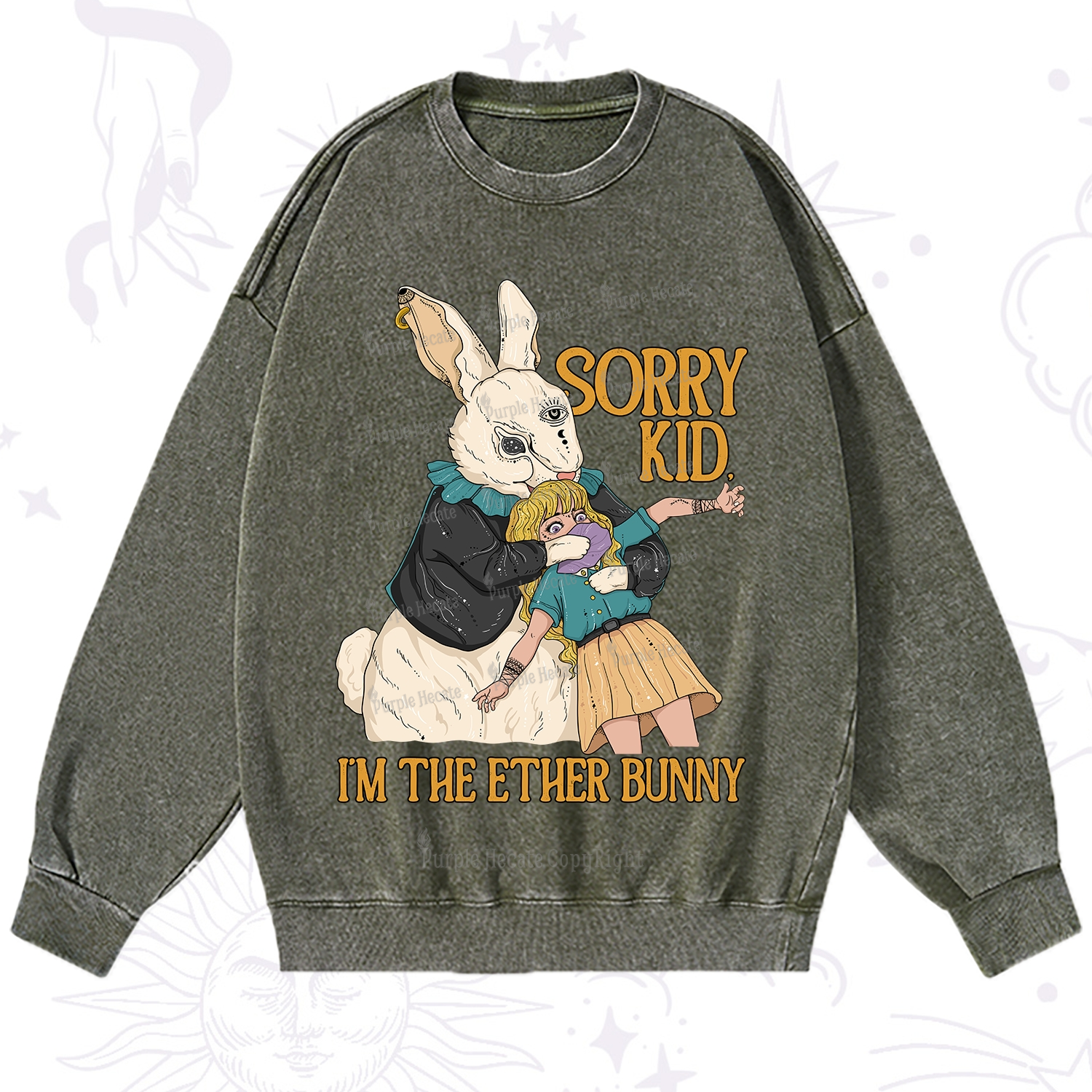 Purplehecate Sorry Kid I'm Easter Bunny Washed Sweatshirt