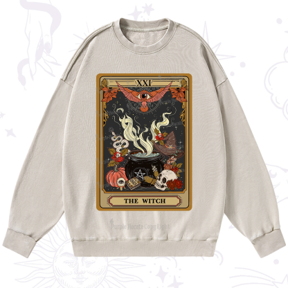 Purplehecate The Witch Magical Tarot Washed Sweatshirt