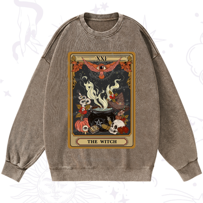 Purplehecate The Witch Magical Tarot Washed Sweatshirt