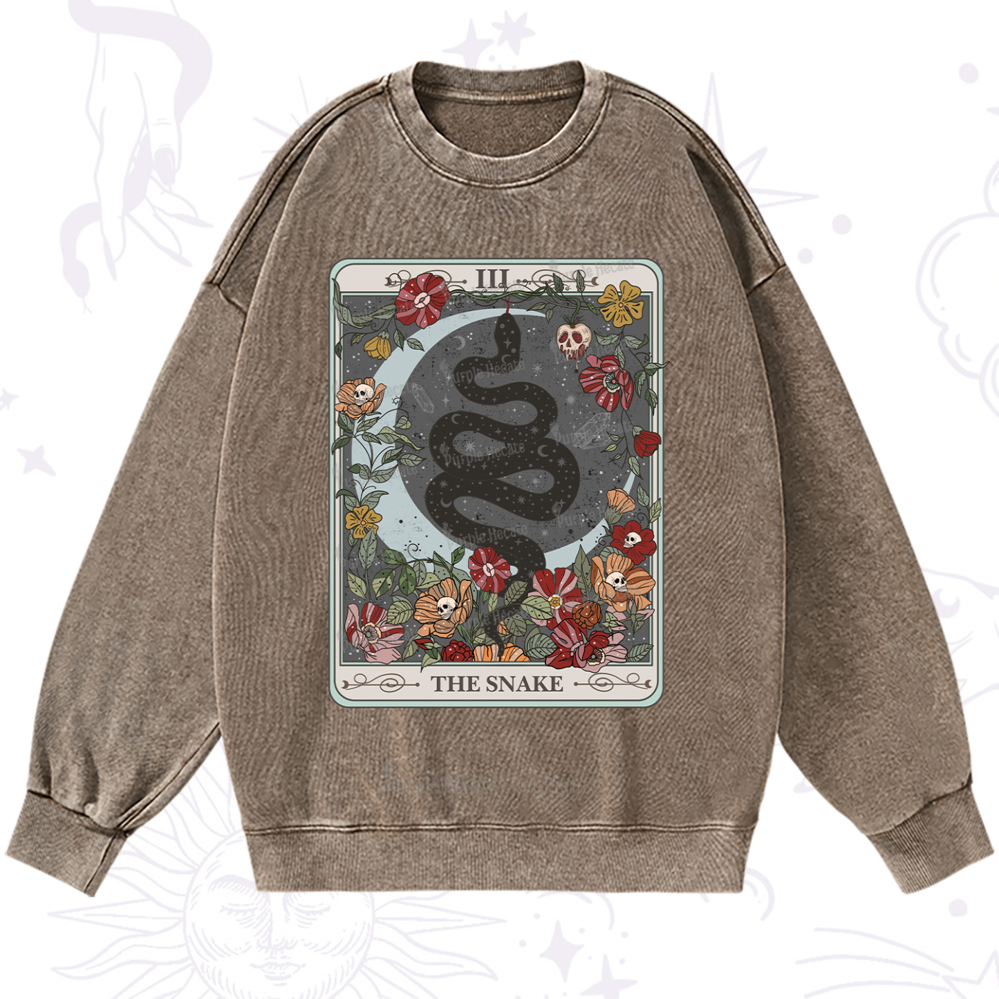 Purplehecate The Snake Tarot Washed Sweatshirt