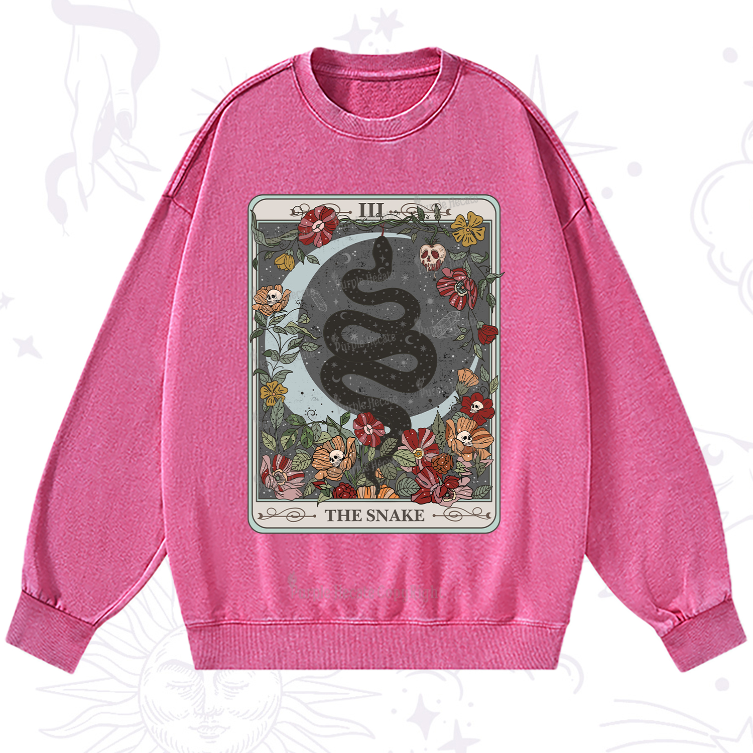 Purplehecate The Snake Tarot Washed Sweatshirt