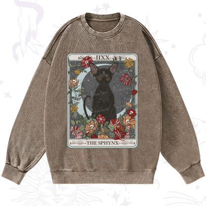 Purplehecate The Sphynx Tarot Washed Sweatshirt