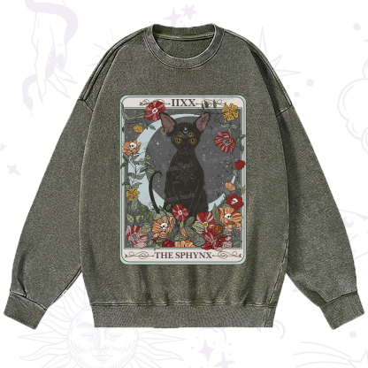 Purplehecate The Sphynx Tarot Washed Sweatshirt