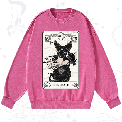 Purplehecate The Death Cat Tarot Washed Sweatshirt