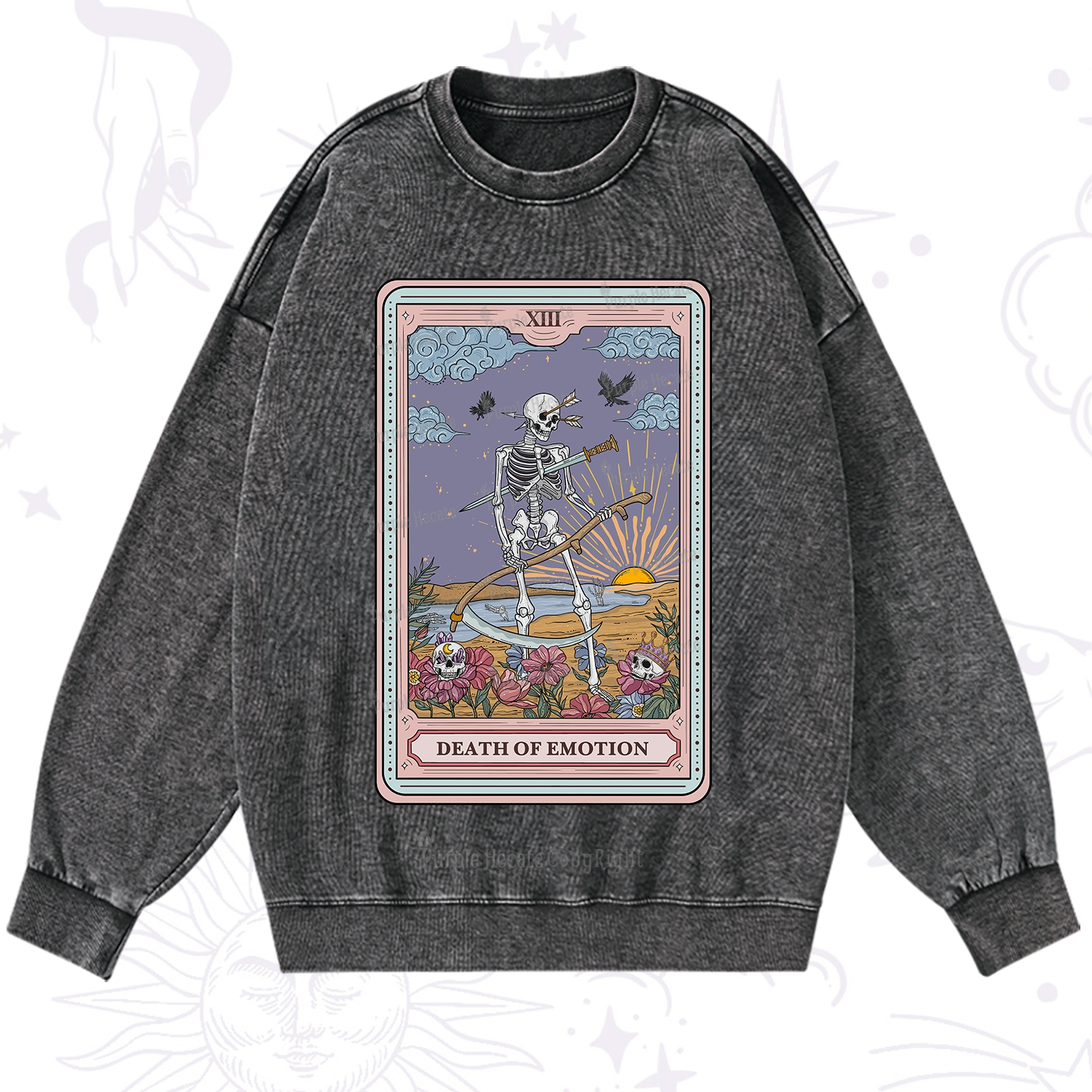 Purplehecate The Death Of Emotion Tarot Washed Sweatshirt