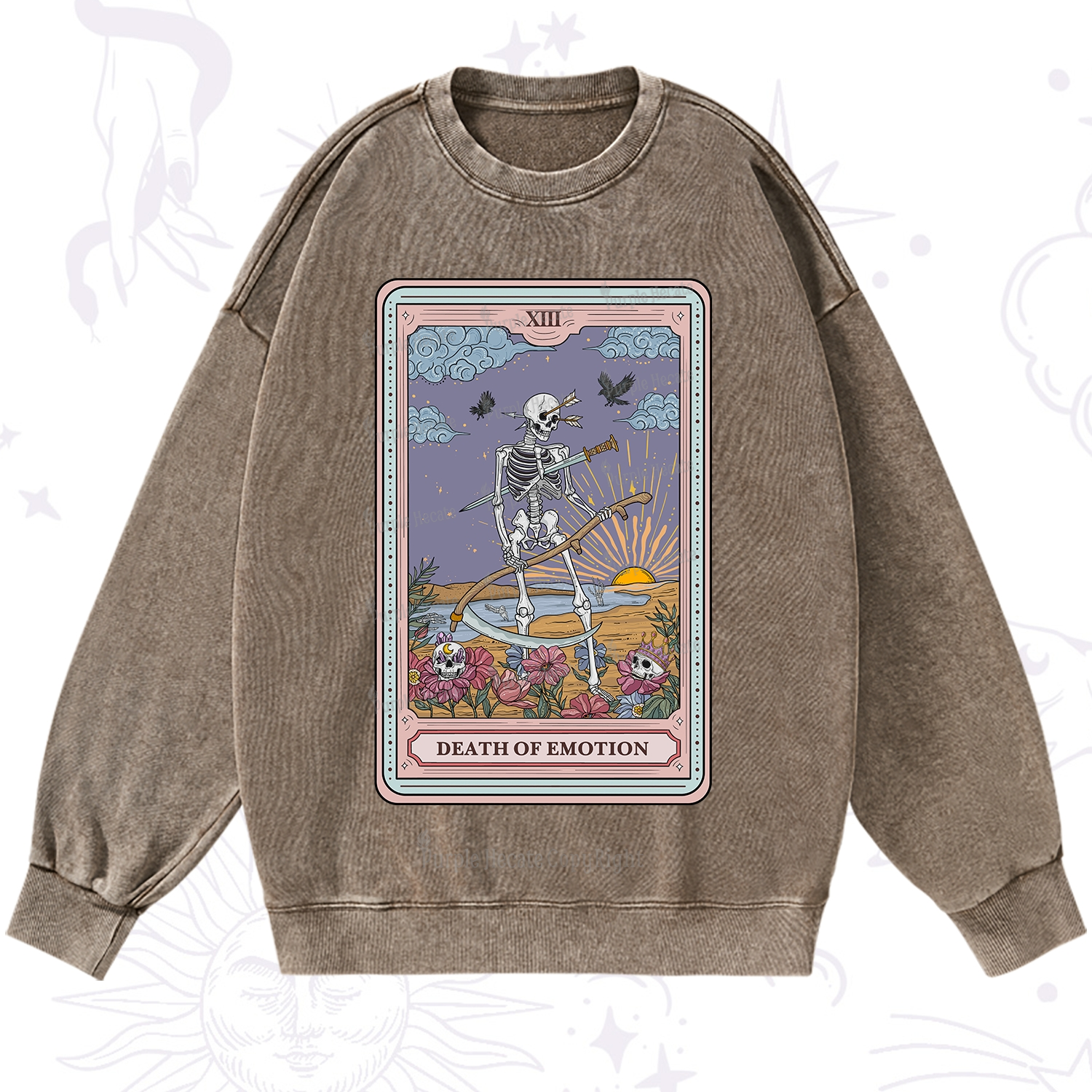 Purplehecate The Death Of Emotion Tarot Washed Sweatshirt