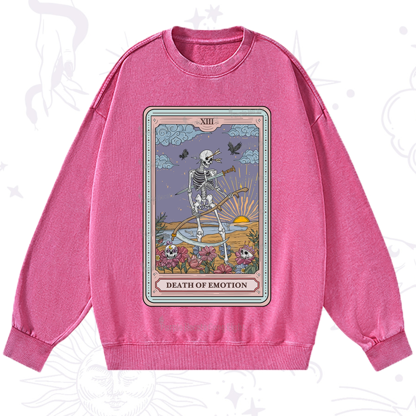 Purplehecate The Death Of Emotion Tarot Washed Sweatshirt