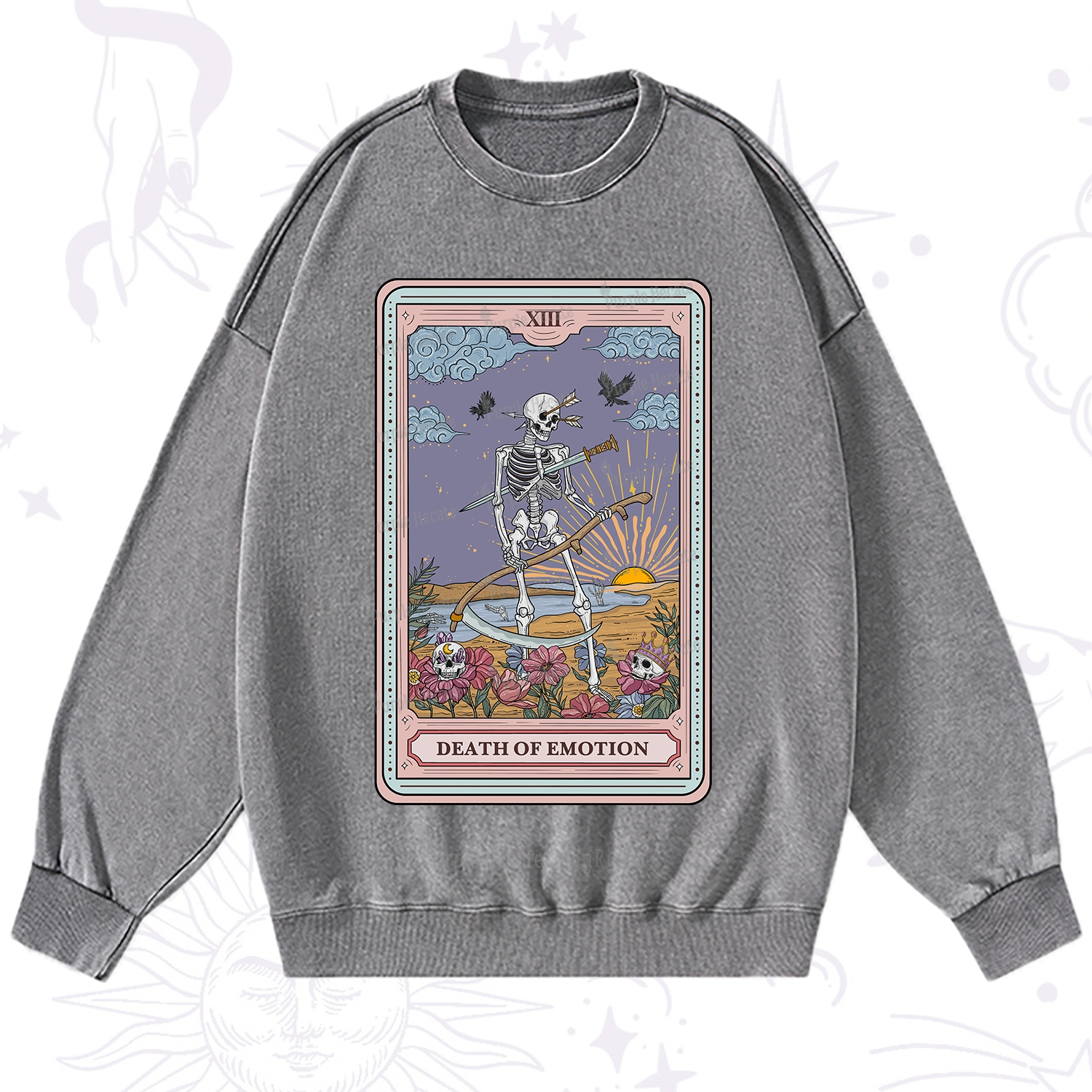 Purplehecate The Death Of Emotion Tarot Washed Sweatshirt