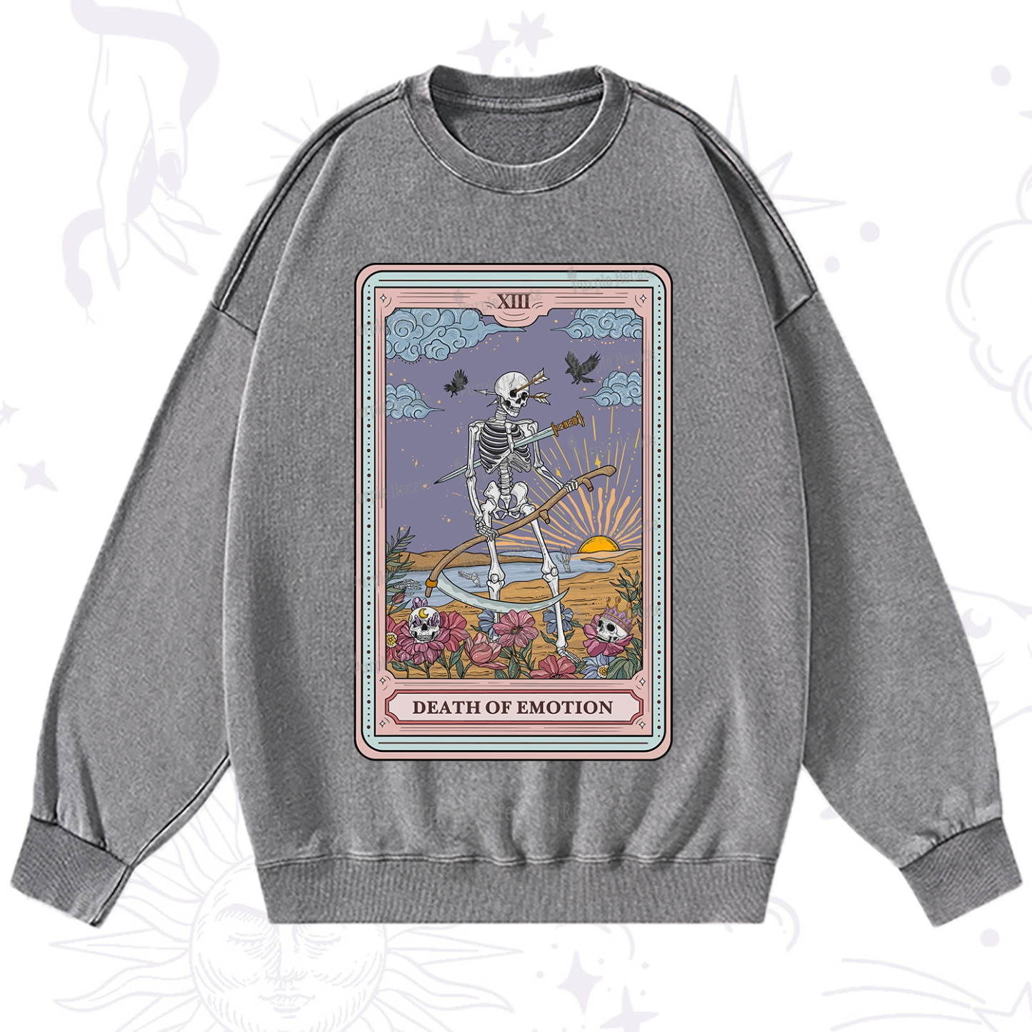 Purplehecate The Death Of Emotion Tarot Washed Sweatshirt