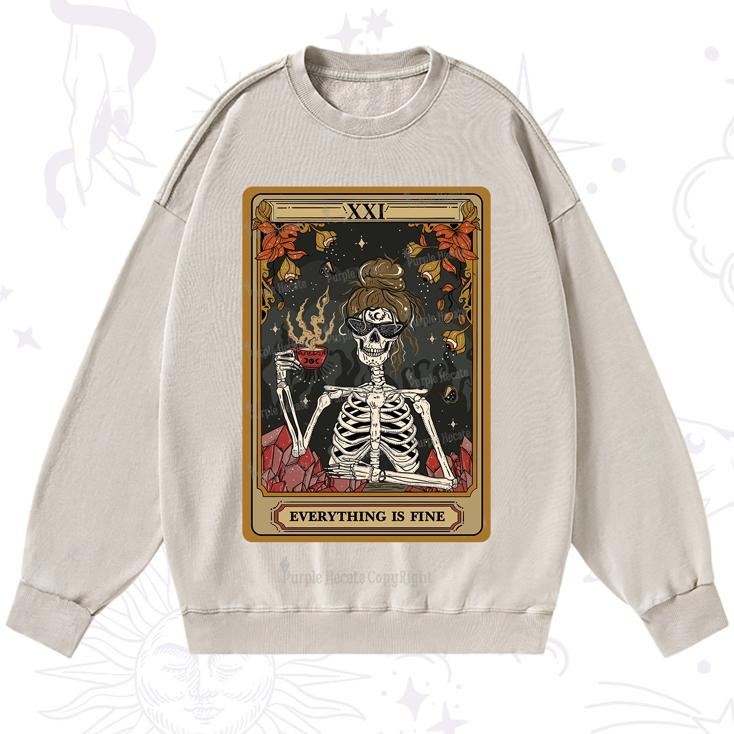 Purplehecate The Everything Fine Tarot Washed Sweatshirt