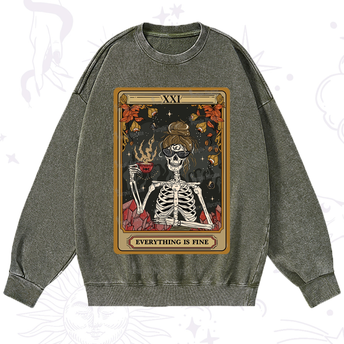 Purplehecate The Everything Fine Tarot Washed Sweatshirt