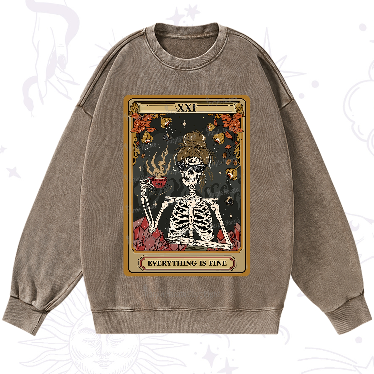 Purplehecate The Everything Fine Tarot Washed Sweatshirt