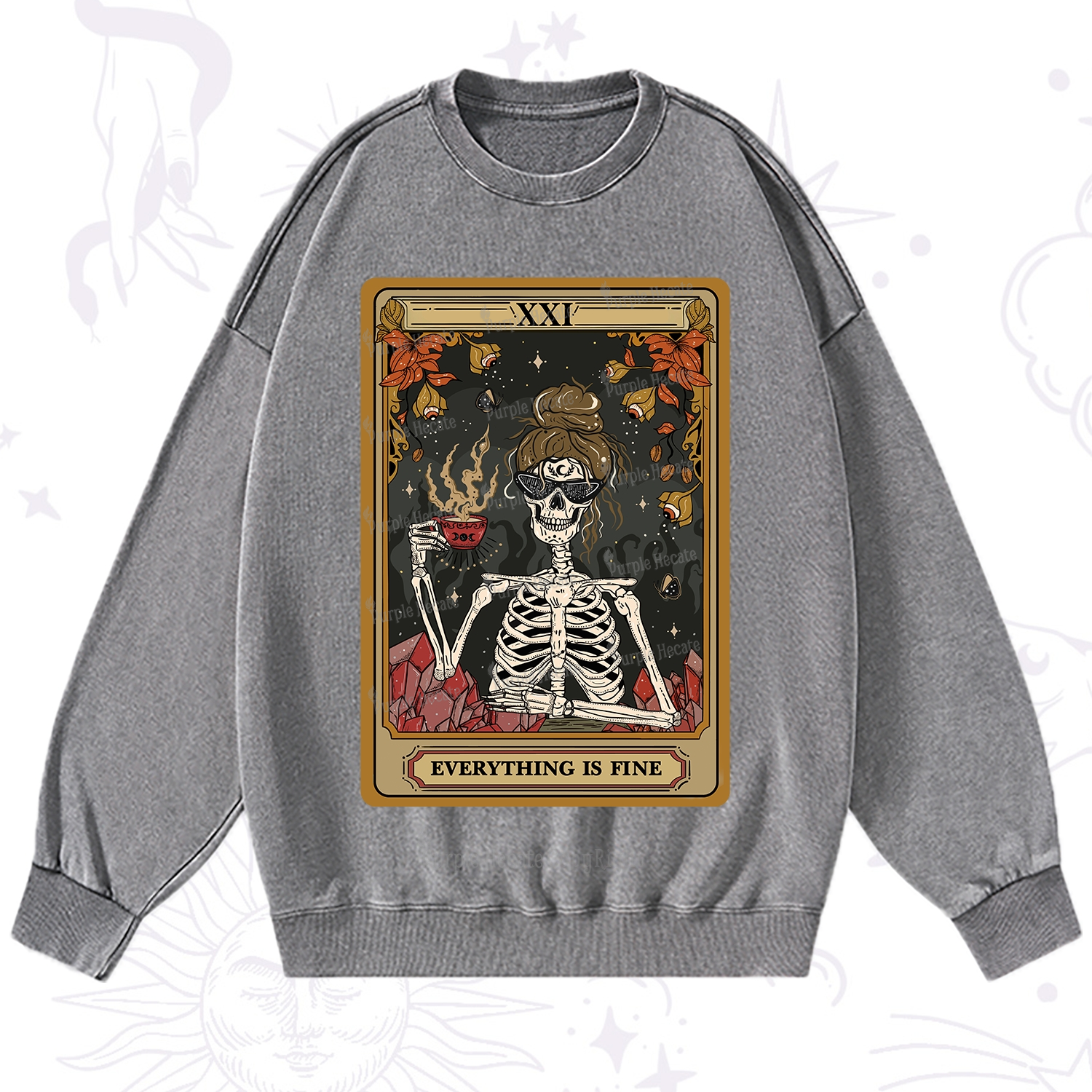 Purplehecate The Everything Fine Tarot Washed Sweatshirt