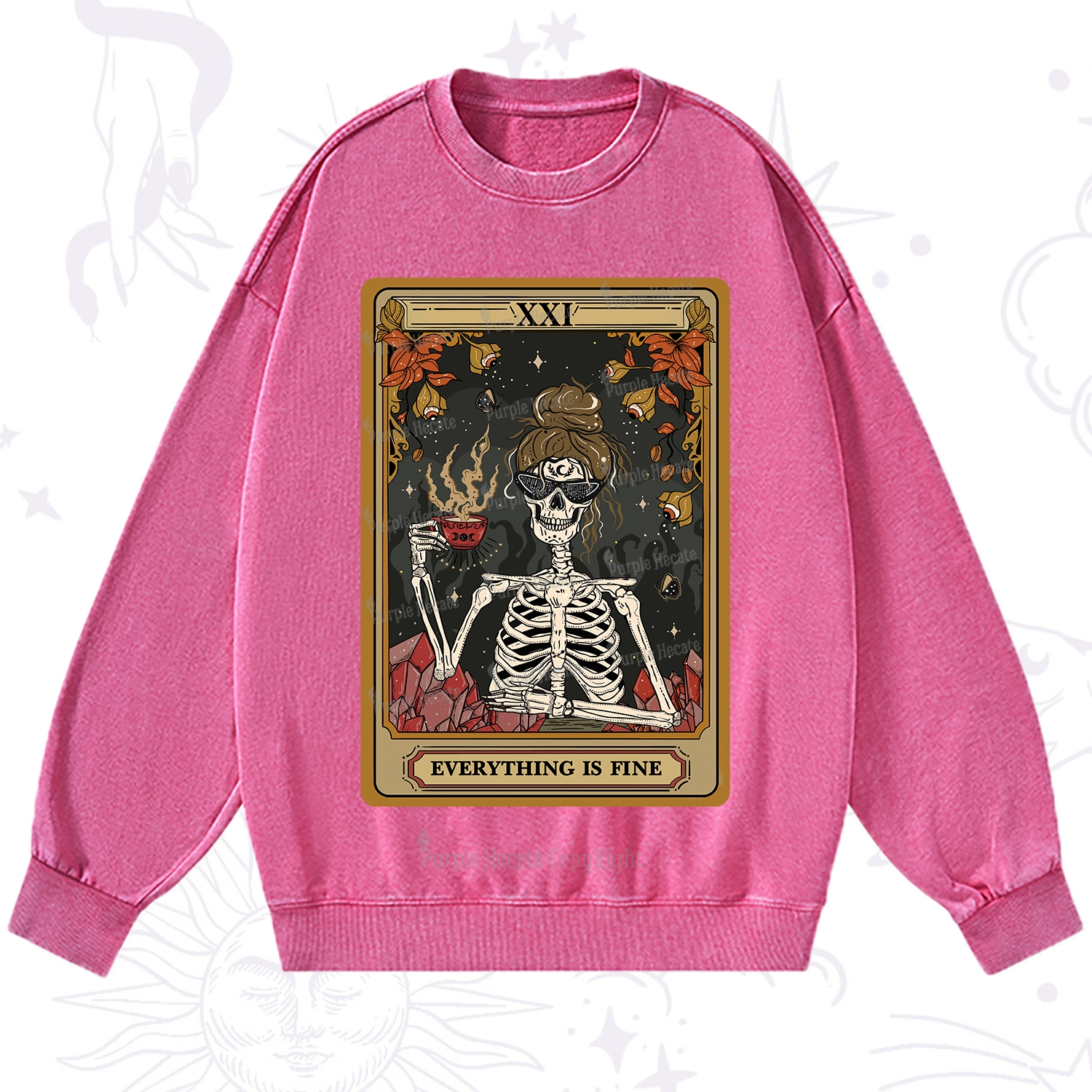 Purplehecate The Everything Fine Tarot Washed Sweatshirt