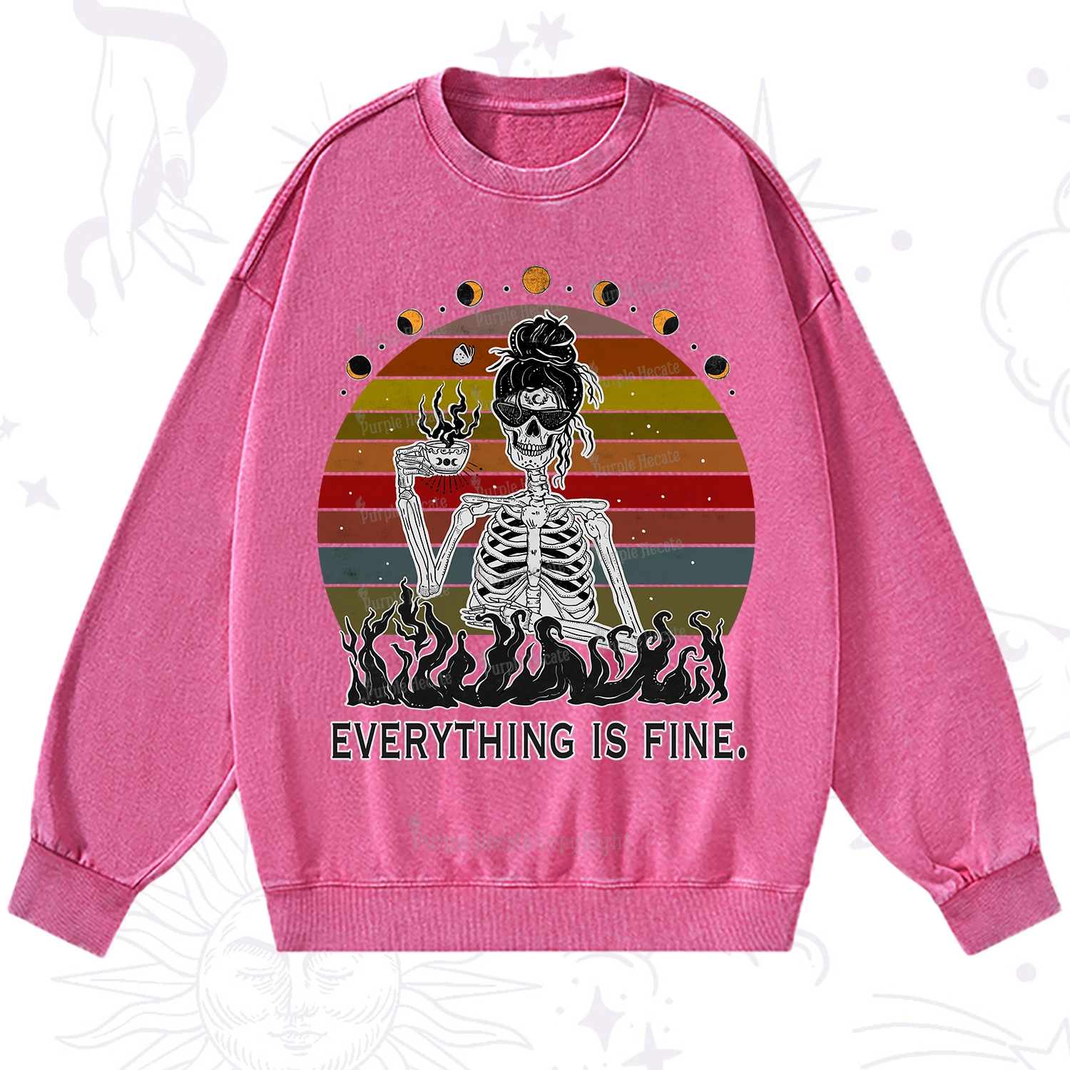 Purplehecate Everything Is Fine Skeleton Washed Sweatshirt