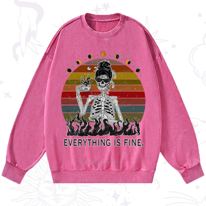 Purplehecate Everything Is Fine Skeleton Washed Sweatshirt