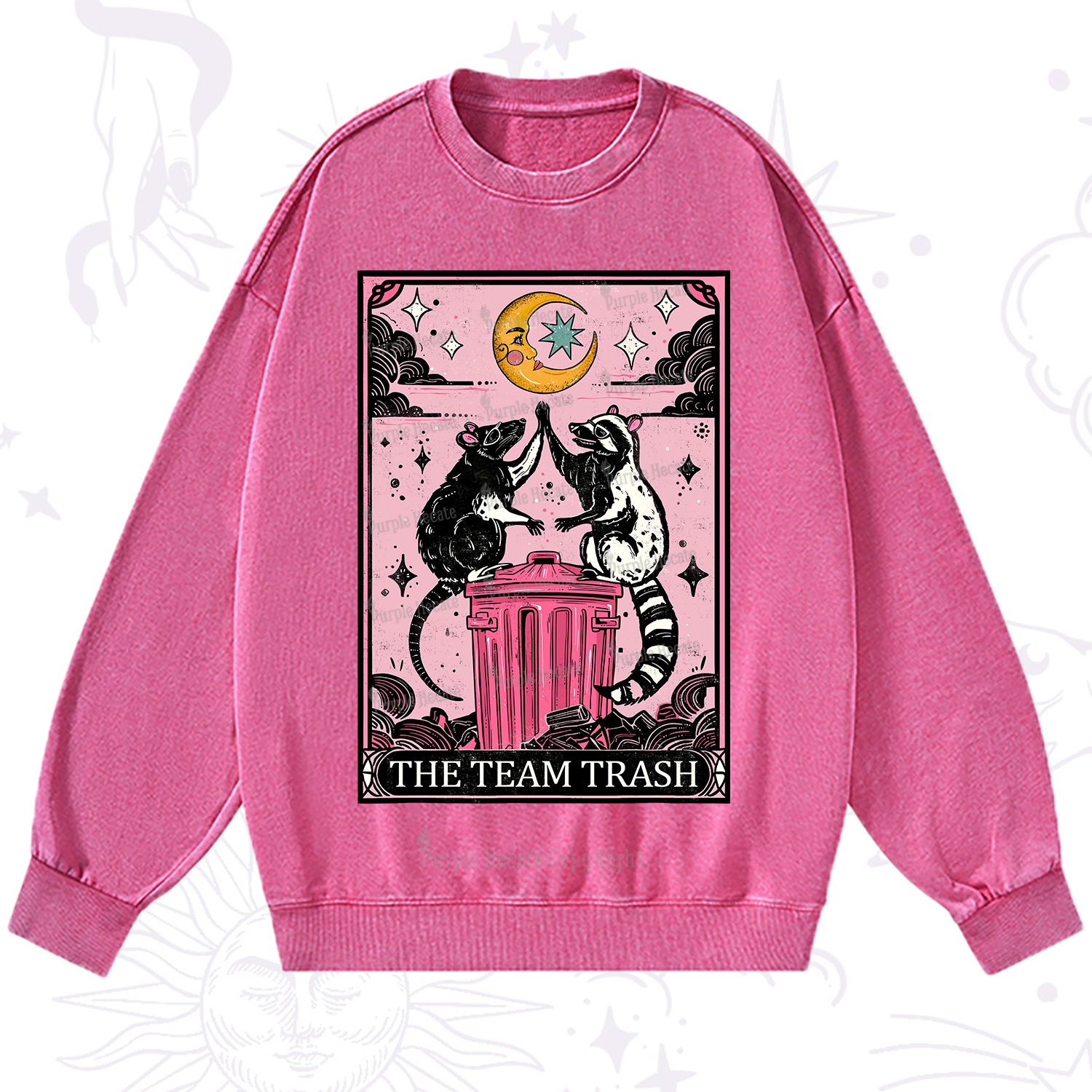 Purplehecate The Team Trash Opossum tarot Washed Sweatshirt