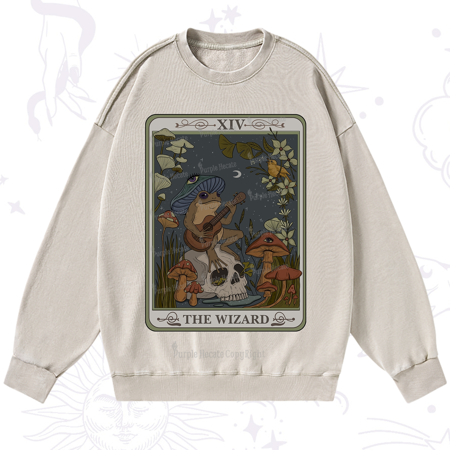 Purplehecate The Wizard Tarot Washed Sweatshirt