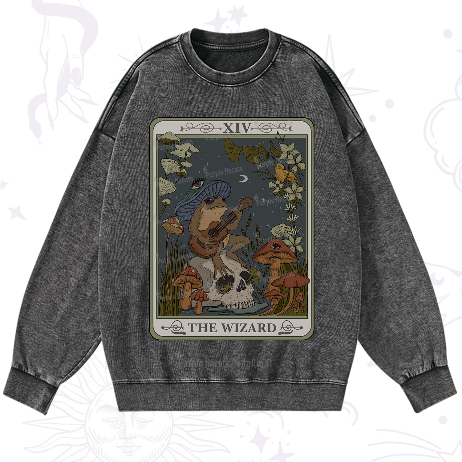 Purplehecate The Wizard Tarot Washed Sweatshirt