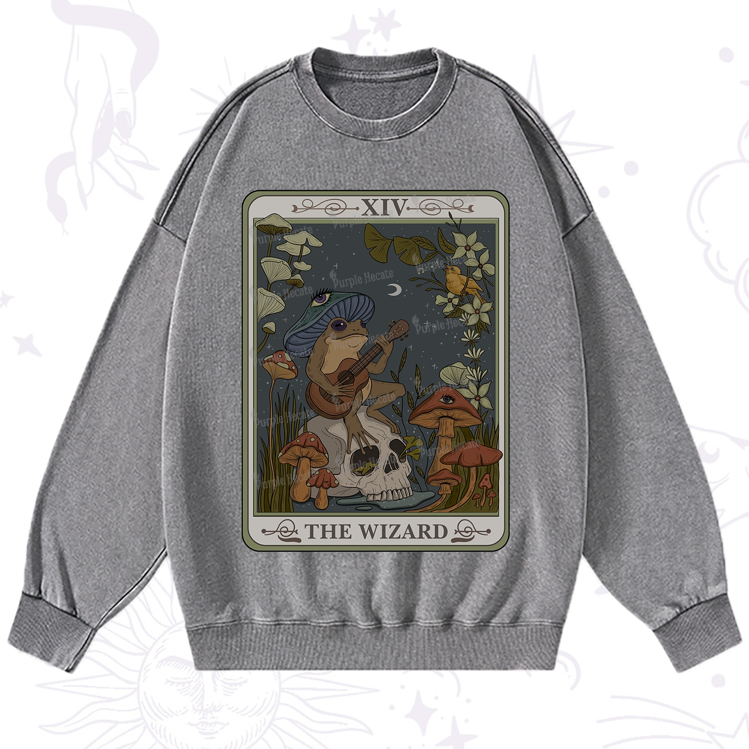Purplehecate The Wizard Tarot Washed Sweatshirt