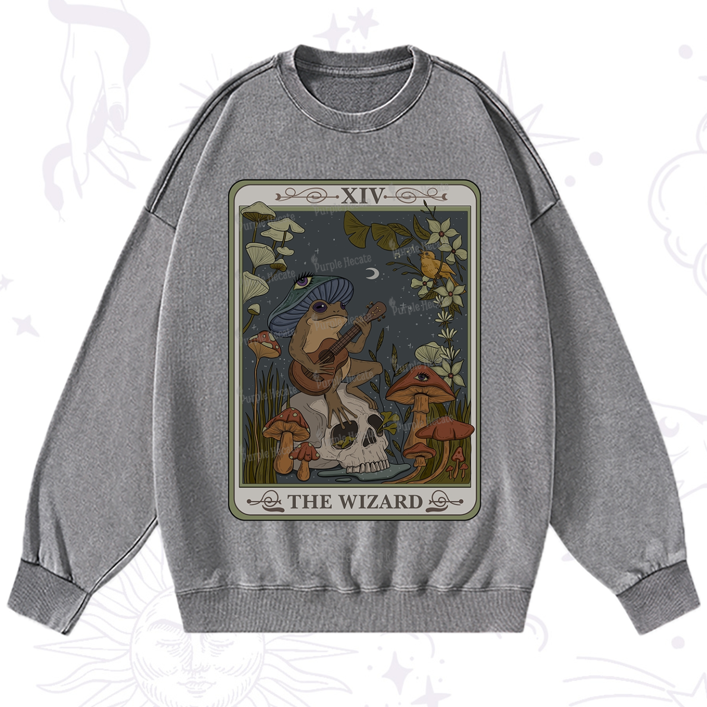 Purplehecate The Wizard Tarot Washed Sweatshirt