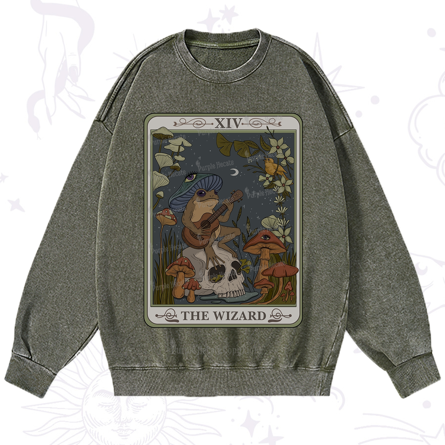 Purplehecate The Wizard Tarot Washed Sweatshirt