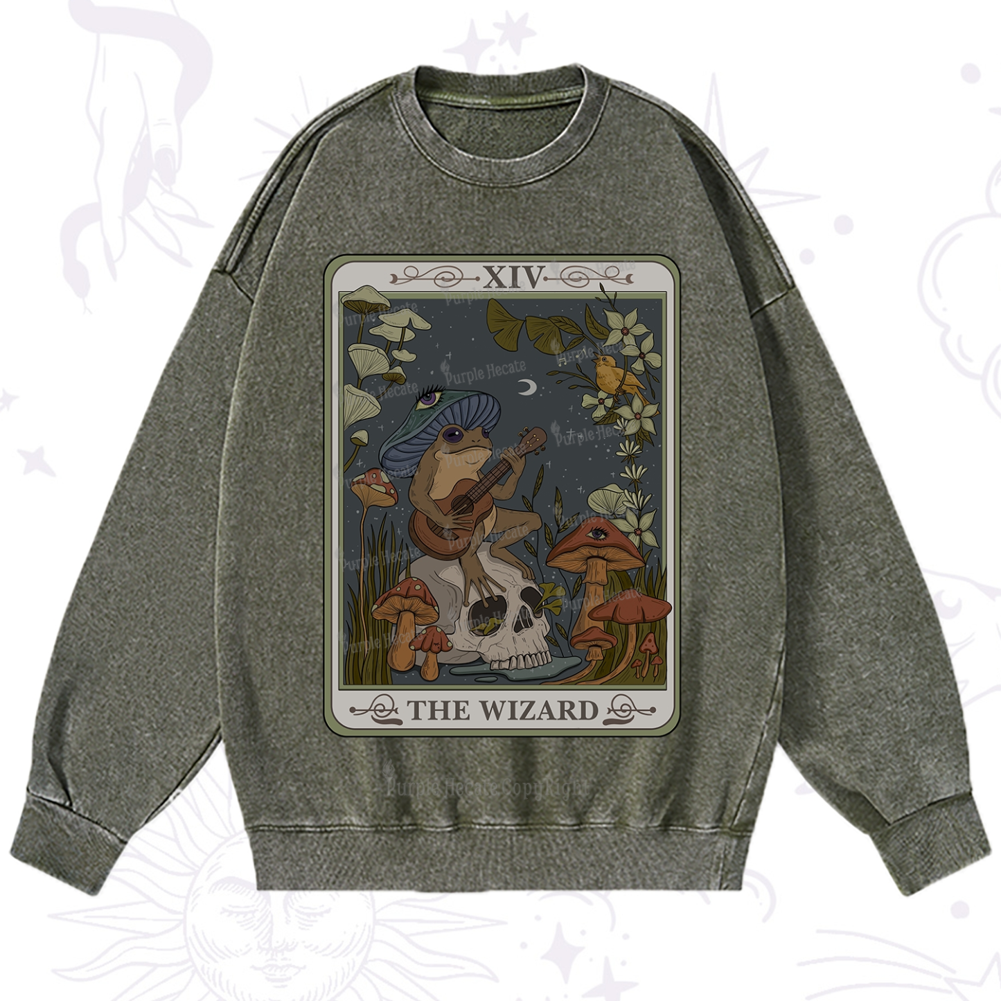 Purplehecate The Wizard Tarot Washed Sweatshirt