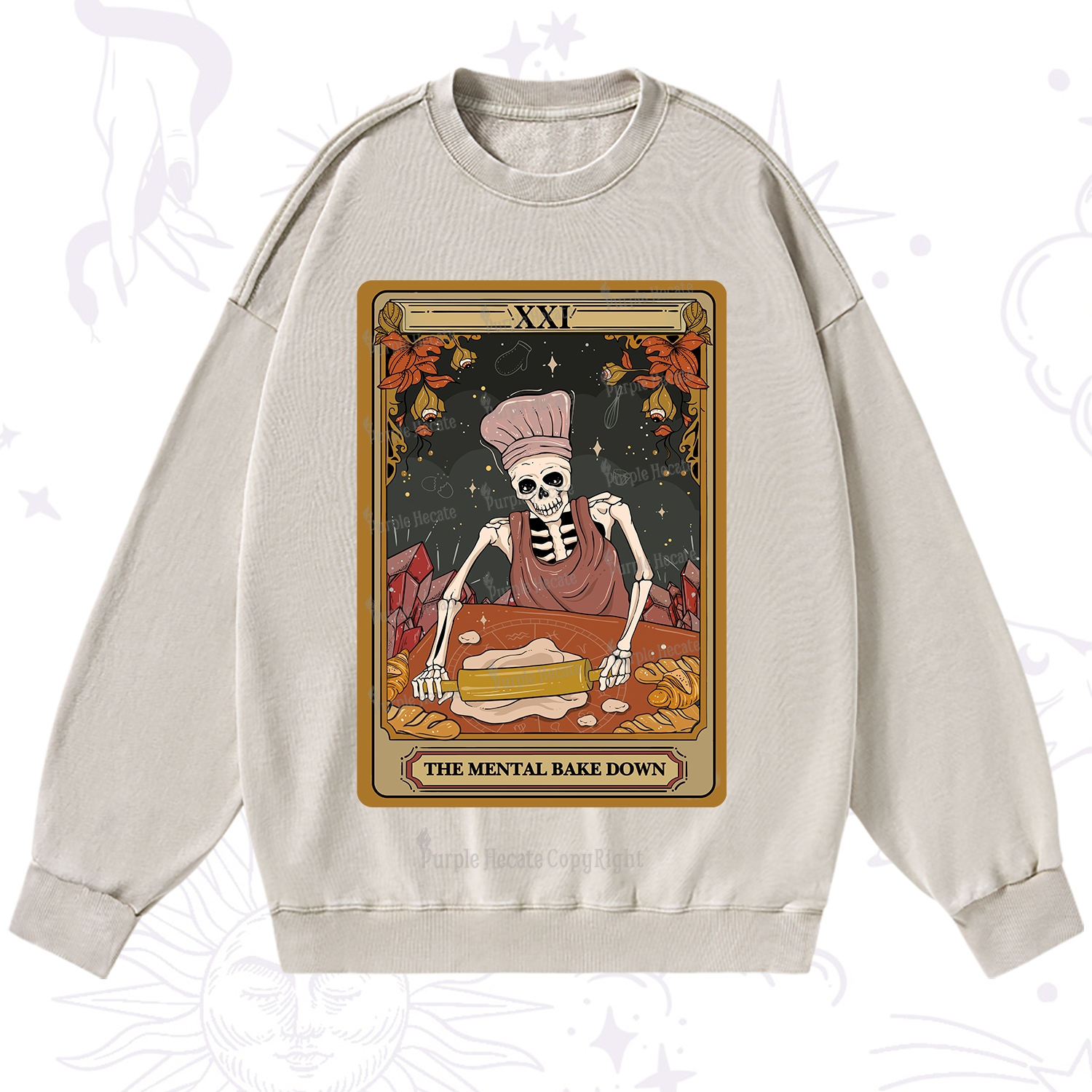 Purplehecate The Mental Bake Down Tarot Washed Sweatshirt