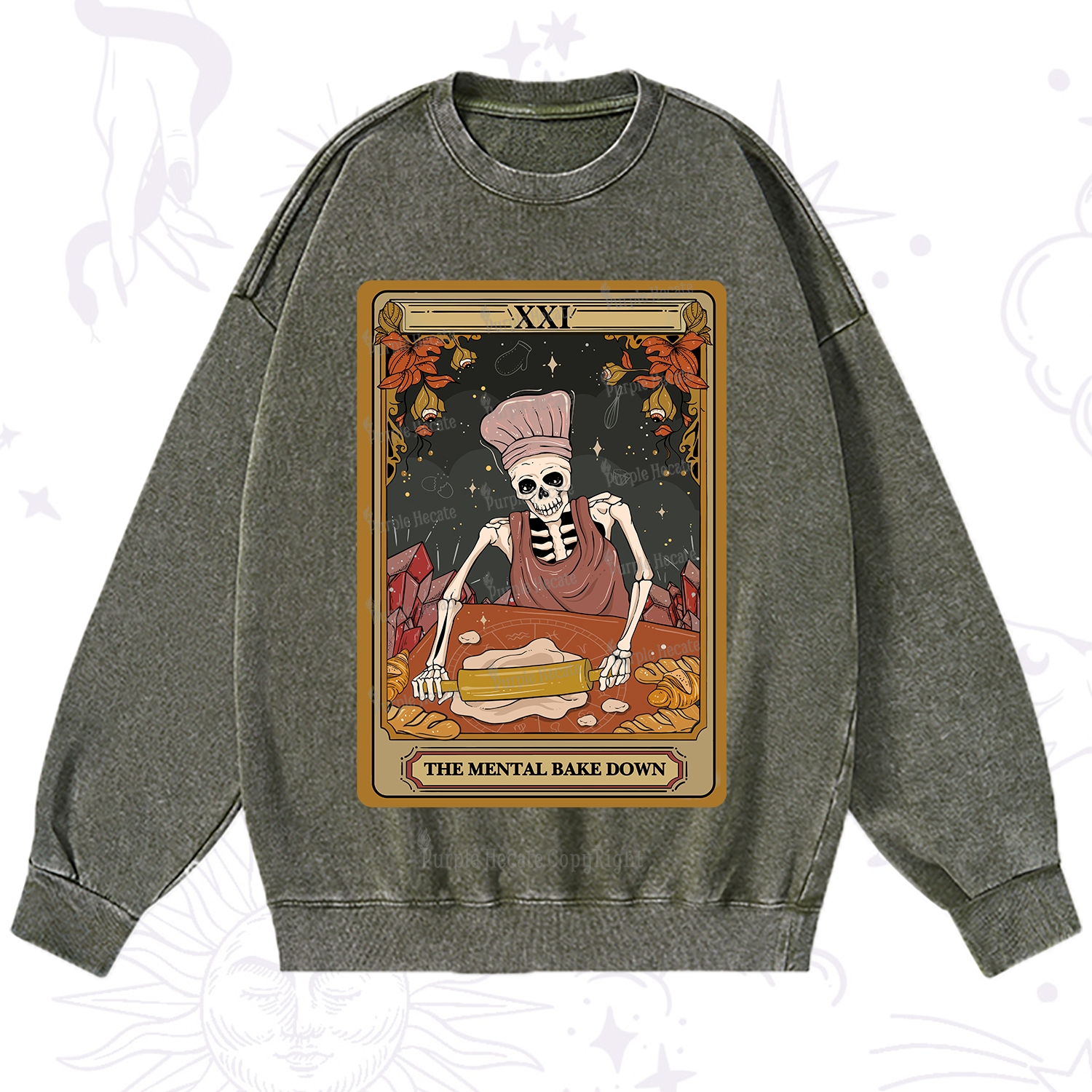 Purplehecate The Mental Bake Down Tarot Washed Sweatshirt