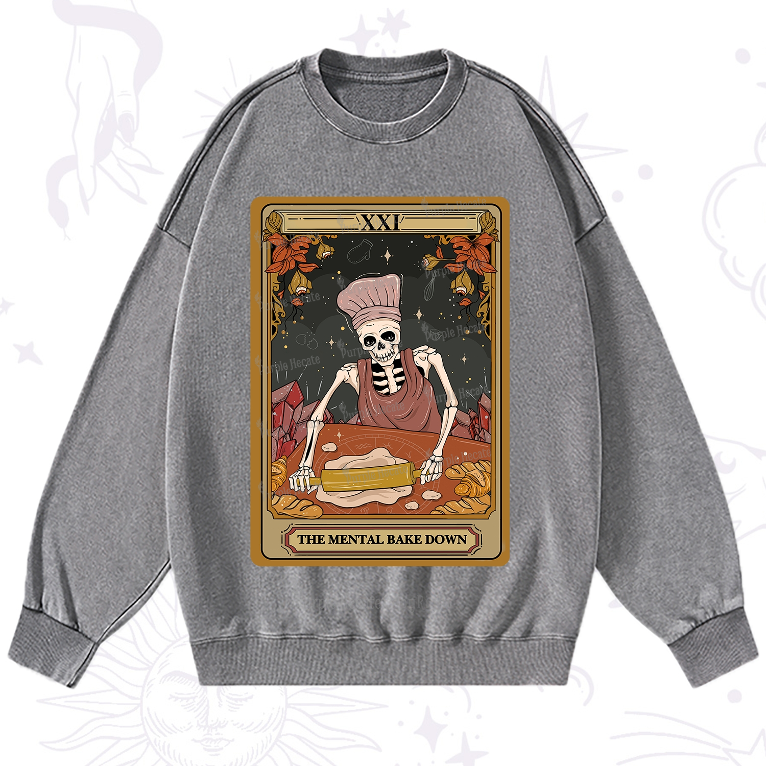 Purplehecate The Mental Bake Down Tarot Washed Sweatshirt
