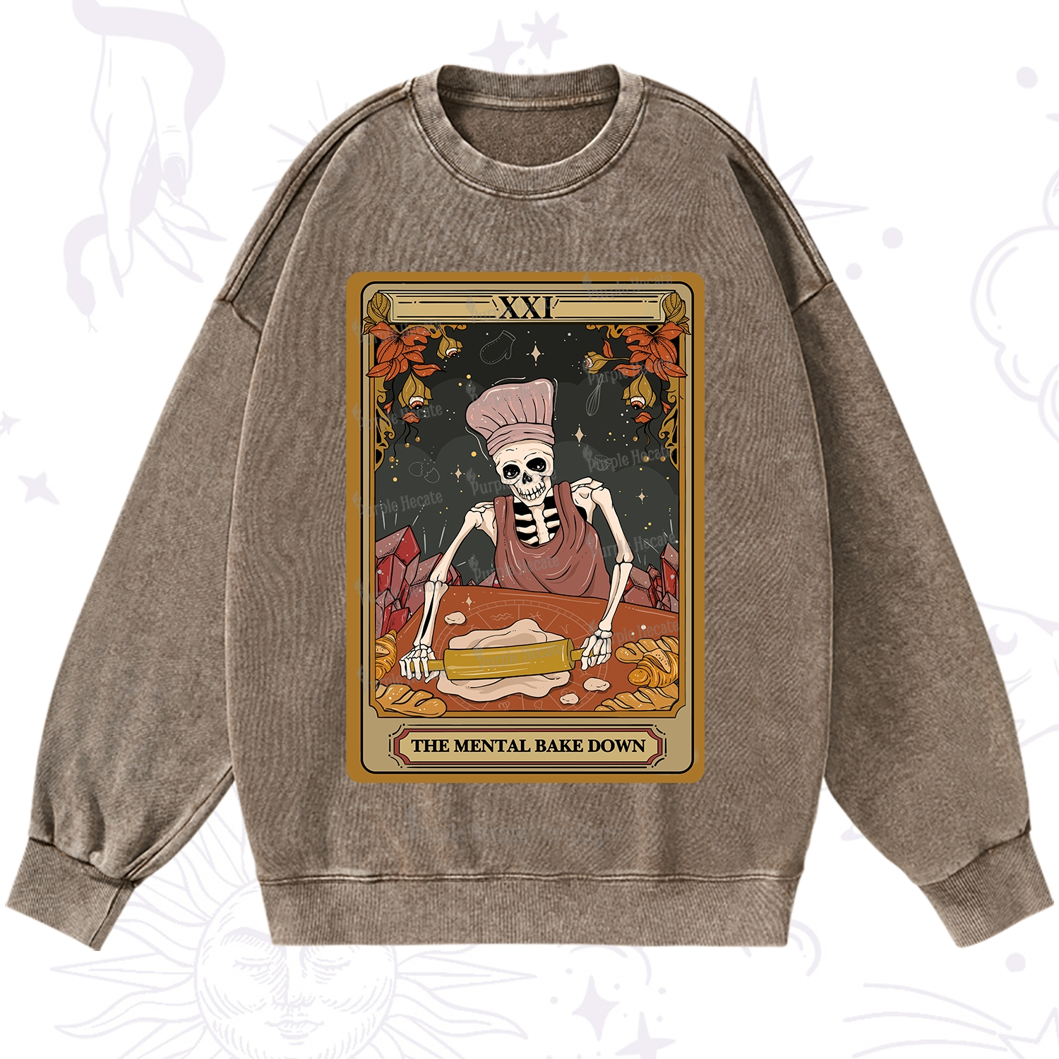 Purplehecate The Mental Bake Down Tarot Washed Sweatshirt