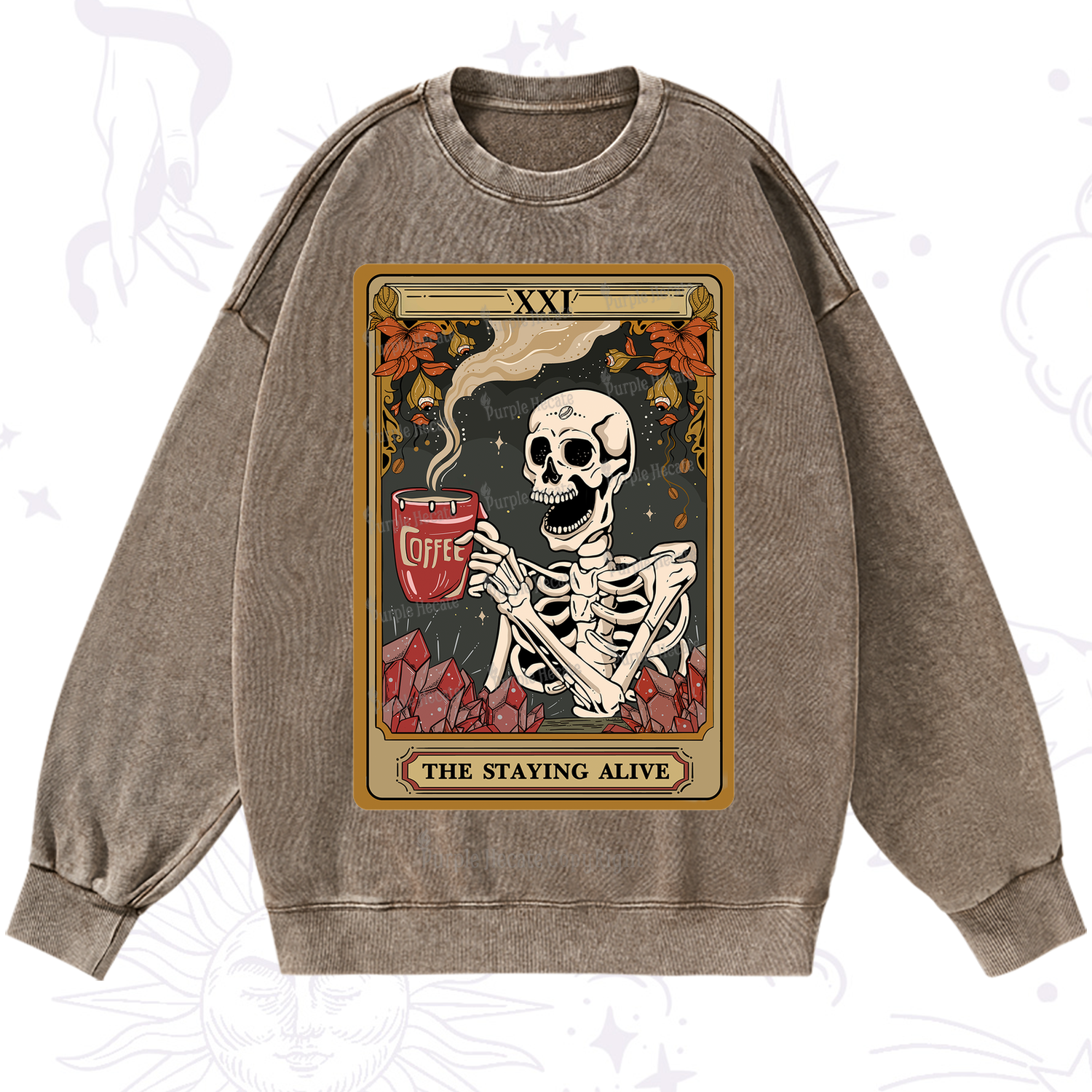 Purplehecate The Stating Alive Tarot Card Washed Sweatshirt