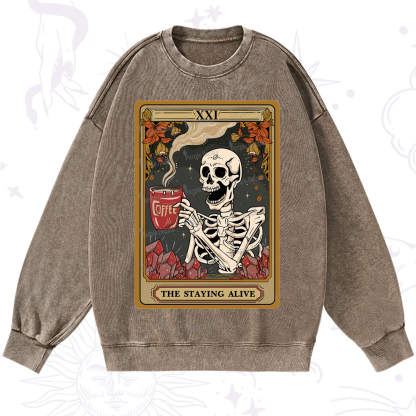 Purplehecate The Stating Alive Tarot Card Washed Sweatshirt