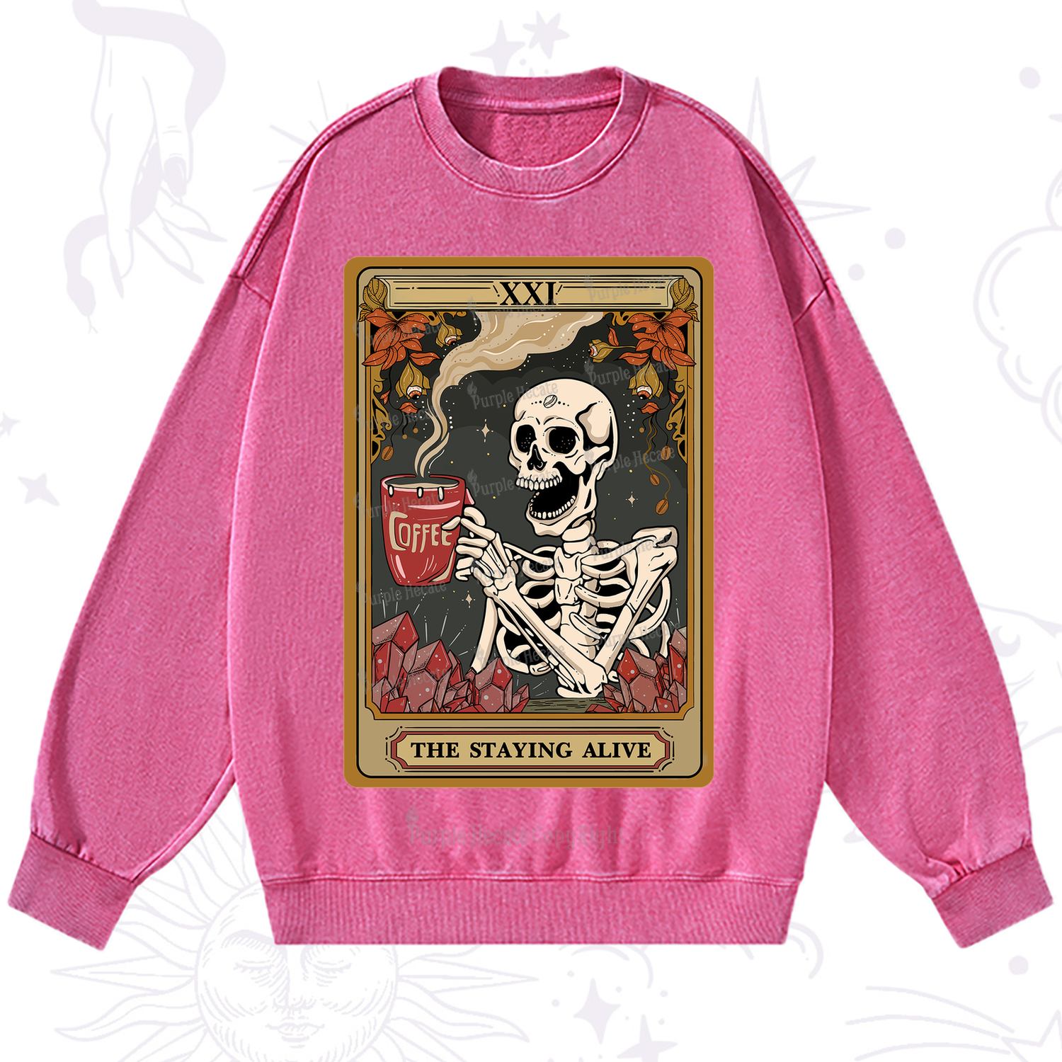 Purplehecate The Stating Alive Tarot Card Washed Sweatshirt