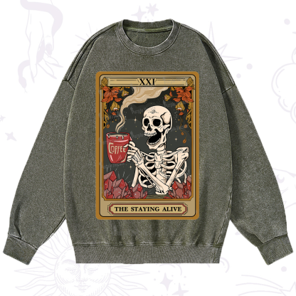 Purplehecate The Stating Alive Tarot Card Washed Sweatshirt