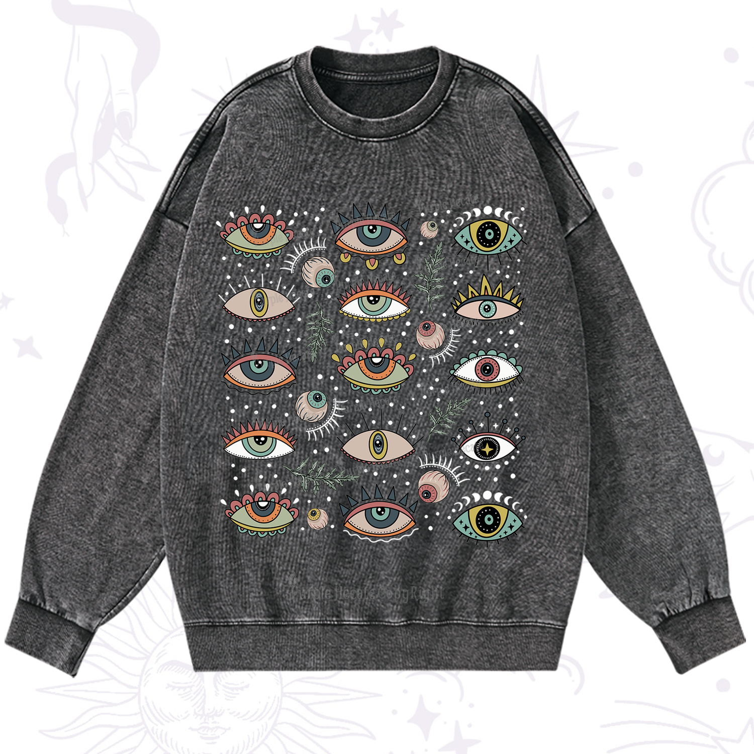 Purplehecate Evil Eye Array Washed Sweatshirt
