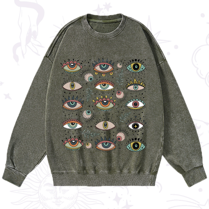 Purplehecate Evil Eye Array Washed Sweatshirt