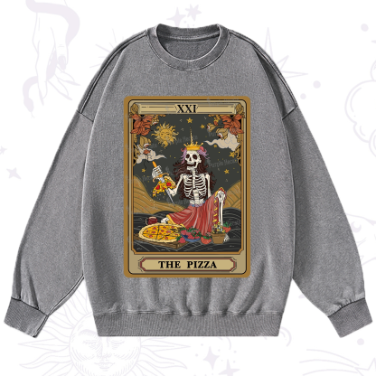 Purplehecate The Pizza Tarot Card Washed Sweatshirt