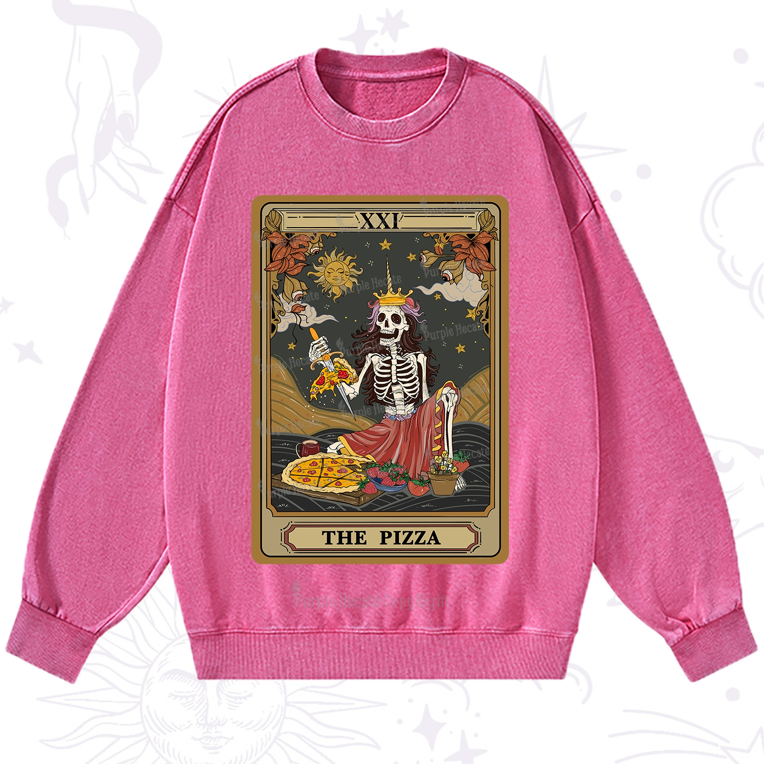 Purplehecate The Pizza Tarot Card Washed Sweatshirt