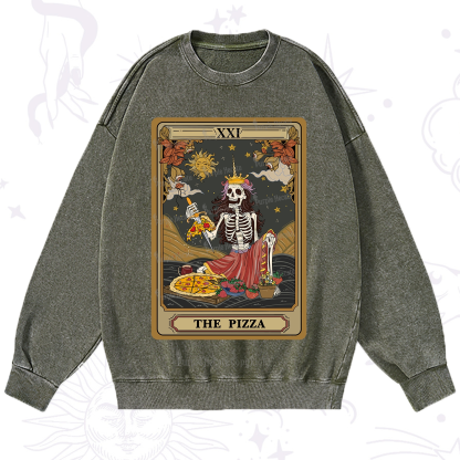 Purplehecate The Pizza Tarot Card Washed Sweatshirt