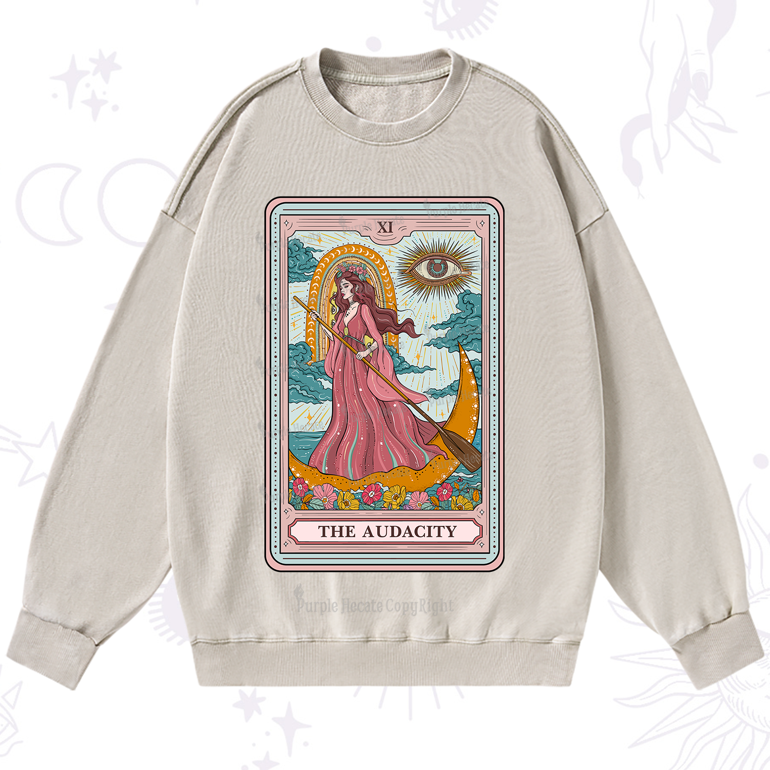Purplehecate The Audacity Goddess Tarot Washed Sweatshirt