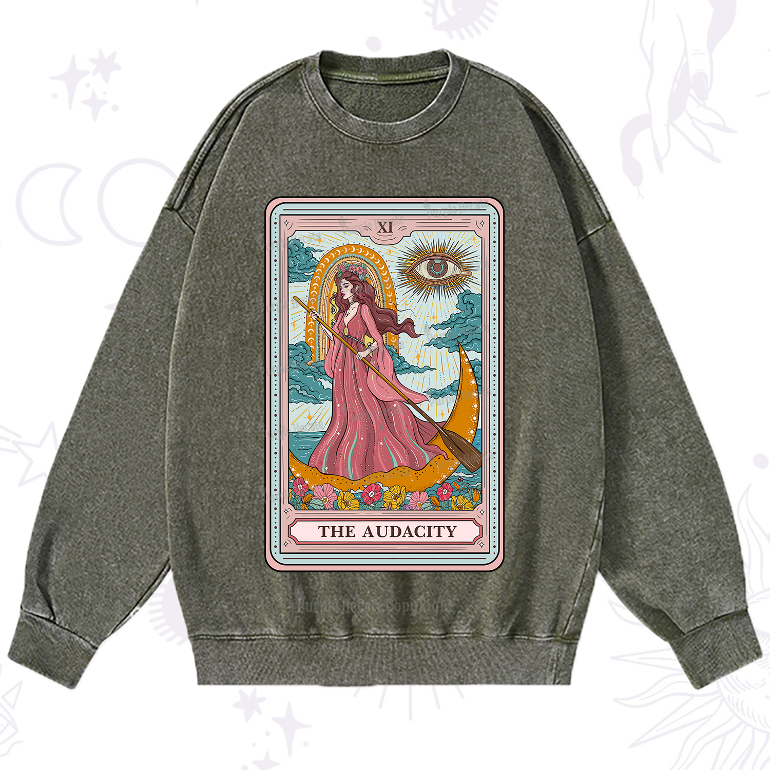 Purplehecate The Audacity Goddess Tarot Washed Sweatshirt