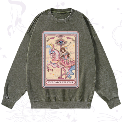 Purplehecate The Carousel Star Tarot Card Washed Sweatshirt