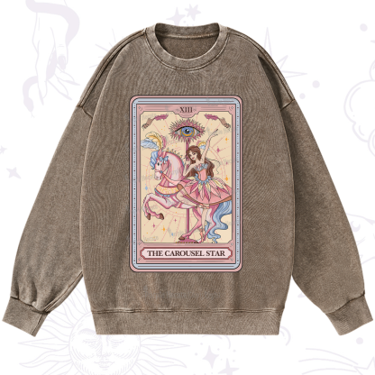 Purplehecate The Carousel Star Tarot Card Washed Sweatshirt