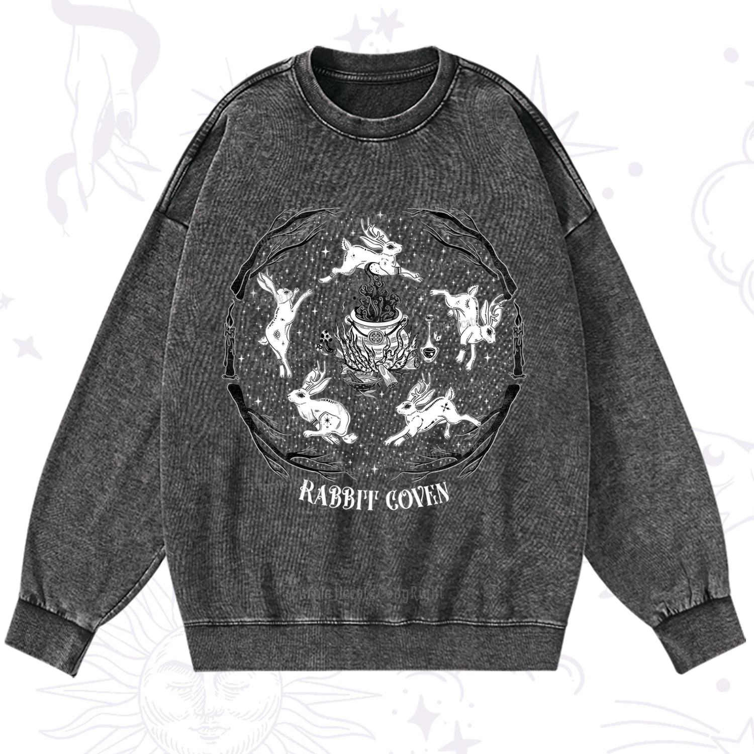 Purplehecate Rabbit Coven Washed Sweatshirt